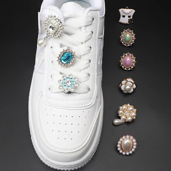 Skocharms til Sneakers Snørebåndsklips Spænde Dekorationer Rhinestones Perle Ædelsten Casual Blomst Mode Sko Tilbehør 1 STK 9