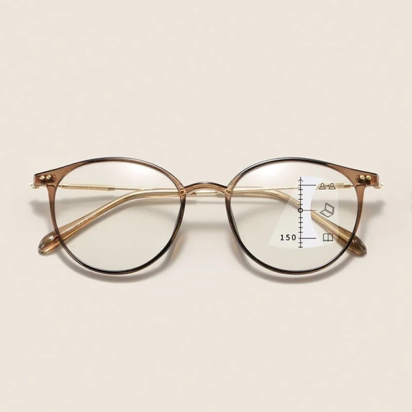 Intelligenta multifokala läsglasögon Vintage Blue Light Blocking Recept Presbyopia Glasögon Färdiga Near Far Eyewear multifocal-clear