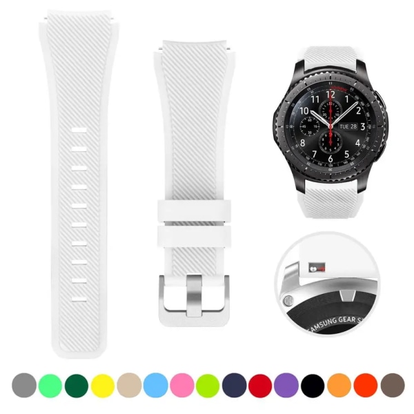 20mm 22mm rem för Samsung galaxy watch4 44mm/40mm 5 pro active 2 Gear s3 Silikon Correa armband Huawei Watch gt2/3/2e band white 1 22mm