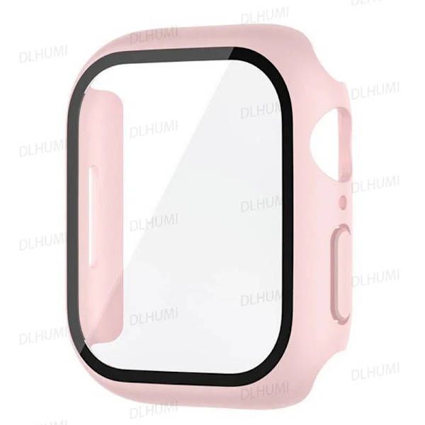 Glas+Cover til Apple Watch etui 38mm 40mm 41mm 45mm 44mm 42mm iWatch Tilbehør Skærmbeskytter iwatch 9 8 7 6 5 SE 4 3 serie Red pink Series 123 42MM