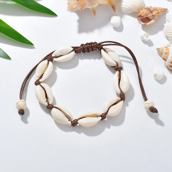 Bohemia Natural Shell Anklet til kvinder Fod Smykker Summer Beach Barefoot Armbånd Ankel På Ben Chian Ankelrem Tilbehør S018black