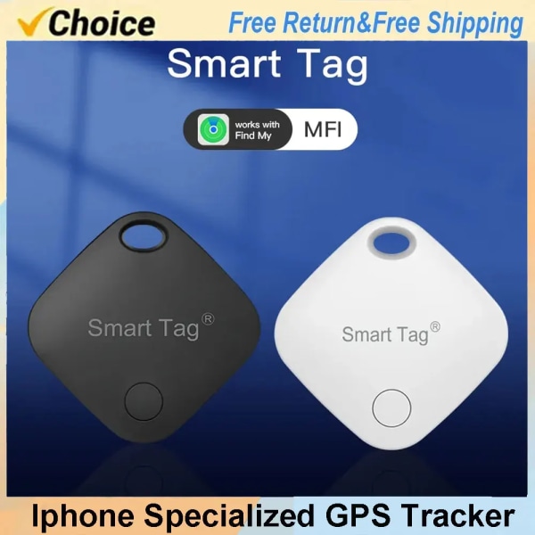 Smart Bluetooth GPS Tracker Fungerar med Find My APP Anti Lose Reminder Device för Iphone Tag Replacement Locator MFI Rated AirTag blackR