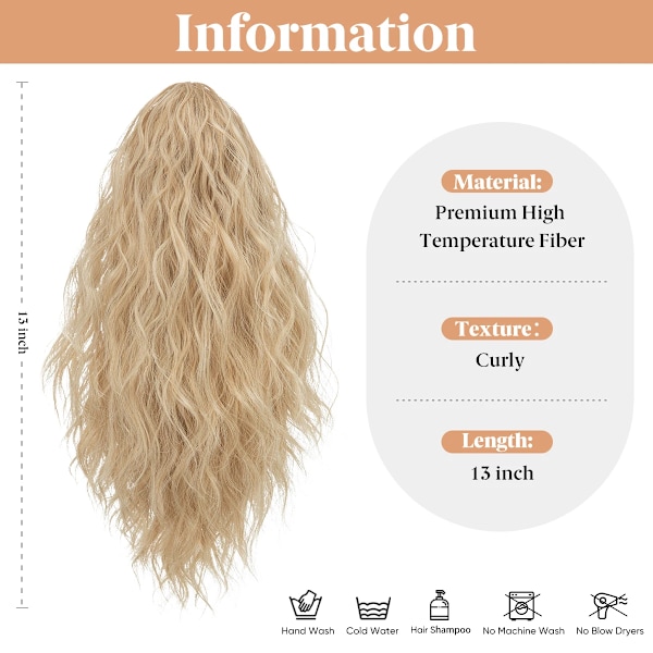 13Inch Premium Syntetisk Curly Claw Clip I Ponytail Blond Brun Kort Hårpiece Fake Hår Falsk Pigtail Hår Ex Ex P064 4