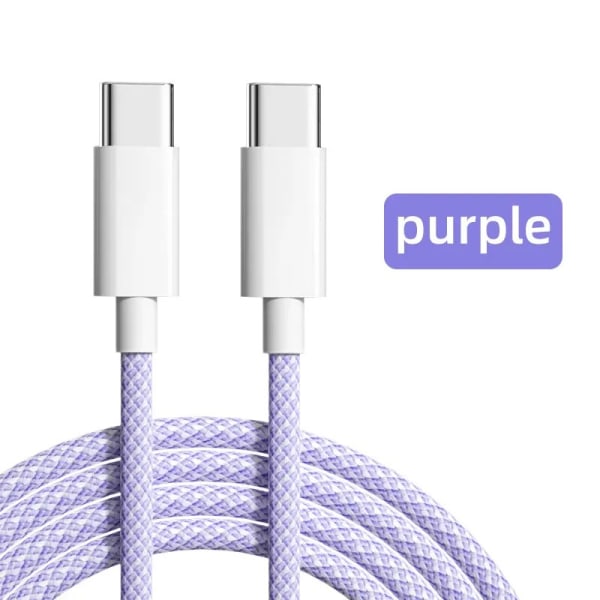 60W 3A USB Typ C till Typ C Kabel Datalinje För Iphone 15 Xiaomi Poco Snabbladdning USB C Kabel Typ C Data Laddningssladd Kabel 20V Lavender