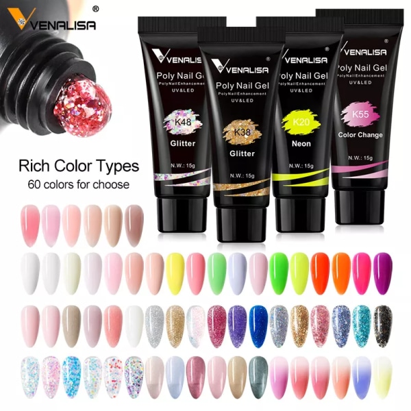 New Arrival Poly Nail Gel 15g Akrylgel med Nageltips Nagellackförlängning Nail Art Clear Camouflage Gel K16