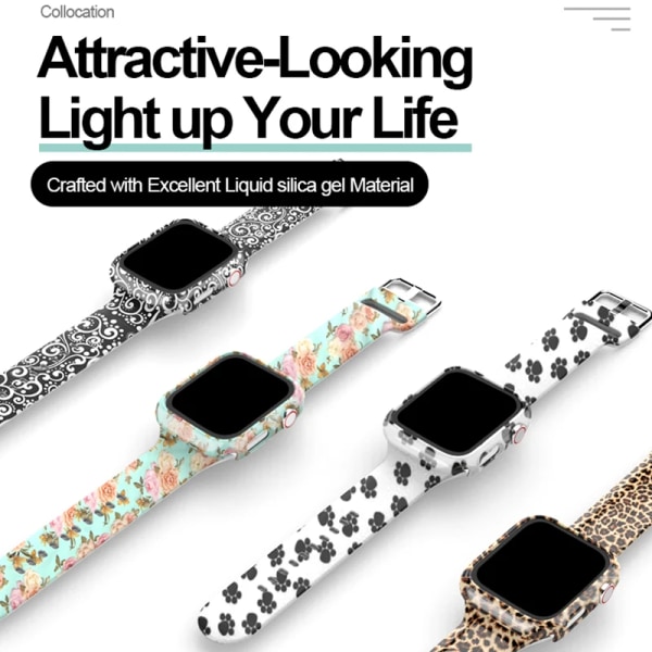 Band för Apple Watch Rem 45 mm 41 mm 44 mm 42 mm 40 mm 38 mm Silikon Sportarmband Mönster Printed iWatch Series 9 8 7 6 5 3 SE 05 42mm 44mm 45mm 49mm