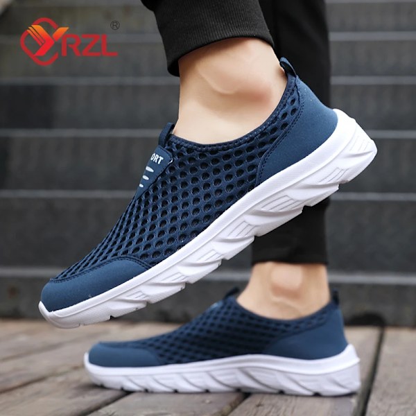 Yrzl Letvægts Mænd Casual Sko Åndbar Slip På Mænd Casual Sneakers Anti-Slip Mænd Lejligheder Udendørs Wald Sko Størrelse 39-46 Blue 46