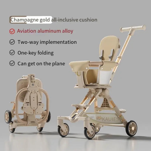 Barnvagn Lättvikts hopfällbar resevagn för nyfödda tvåvägs vridbar sits Fyrhjulig anti-skotbordbar baby NO-8