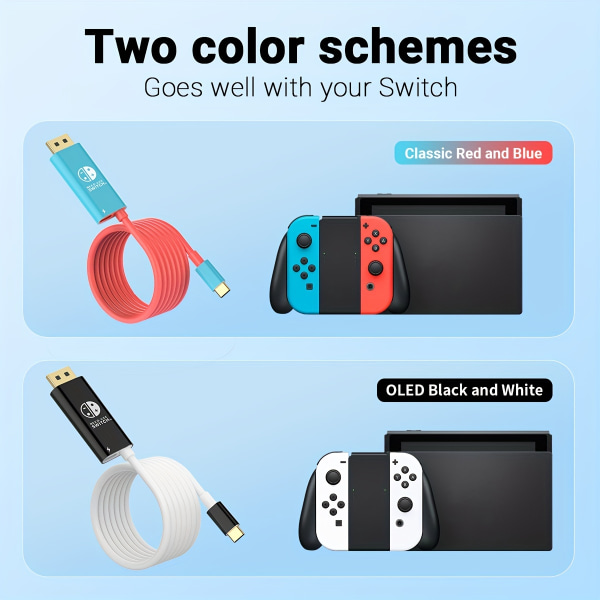 Bärbar för Switch Dock USB Typ C till Displayport Konverteringskabel Adapter För TV Dockningsläge Kompatibel med Nintendo Switch/OLED, Steam Deck Red And Blue