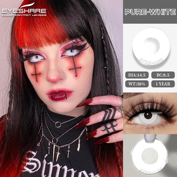 Eyeshare Cosplay Färg Kontaktlinser För Ögon 1Pair Halloween Linser Blue Eye Kontakter Svarta Linser Årligt Vita Ögonlins BLIND-GREEN 0