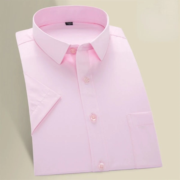 Plus Size 9XL Ny högkvalitativ, icke-strykningsfri herrskjorta sommarkortärmad solid herrkläder Normal passform affärsskjortor Black 43-4XL