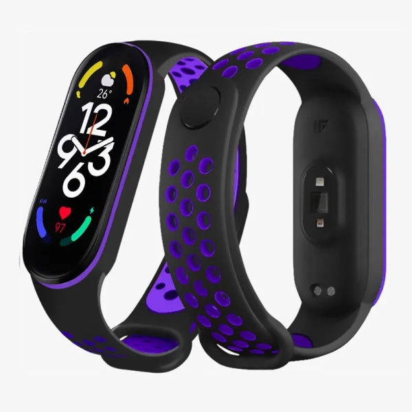 Watch för Xiaomi Mi Band 7 6 NFC Armband Silikon Smart armband Miband 4 Bälte pulseira correa mi band 3 4 5 rem 27 black  purple Mi band 5