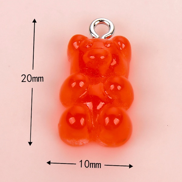 10 stk. slikfarvet gummi mini bjørne charms til smykkefremstilling DIY vedhæng søde øreringe halskæde kreative fund 20x10mm charm bear 7