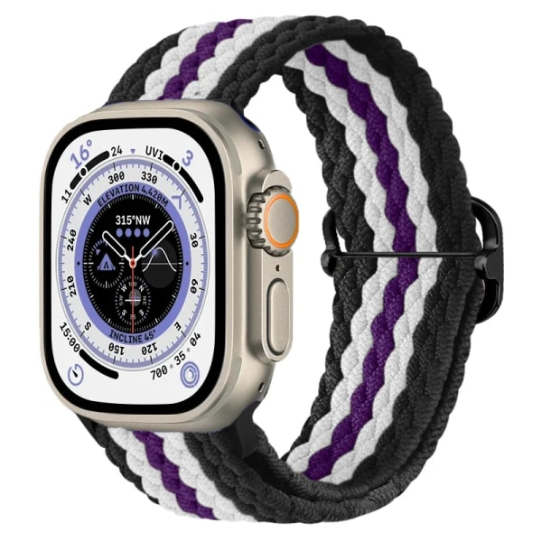 Nylon för Apple Watch Band Ultra 49mm 9 8 7 45mm 41mm Mjukt armband Bälte iWatch Series 6 5 4 SE 44mm 40mm 42mm 38mm Correa Black white purple 42mm-44mm-45mm-49mm