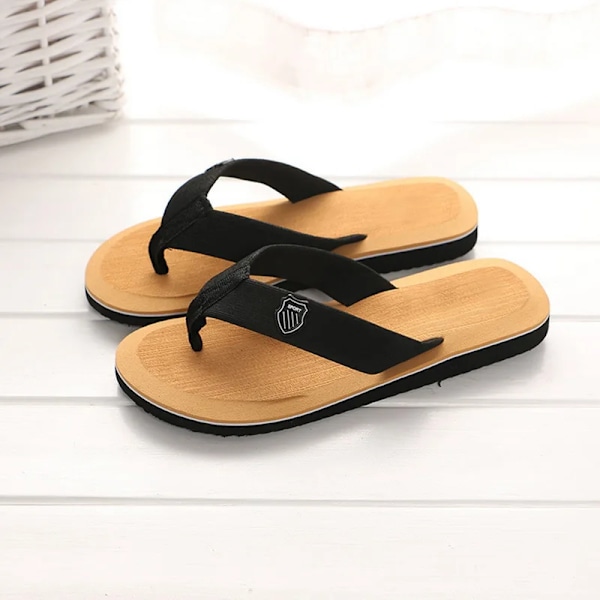 Mode Tofflor För Män Flip Flops Platta Sandaler Sommar Icke-Slip Beach Slides Män Tofflor Inomhus Skor Man Man Man S Löper Yellow 43 (Insole 27cm)