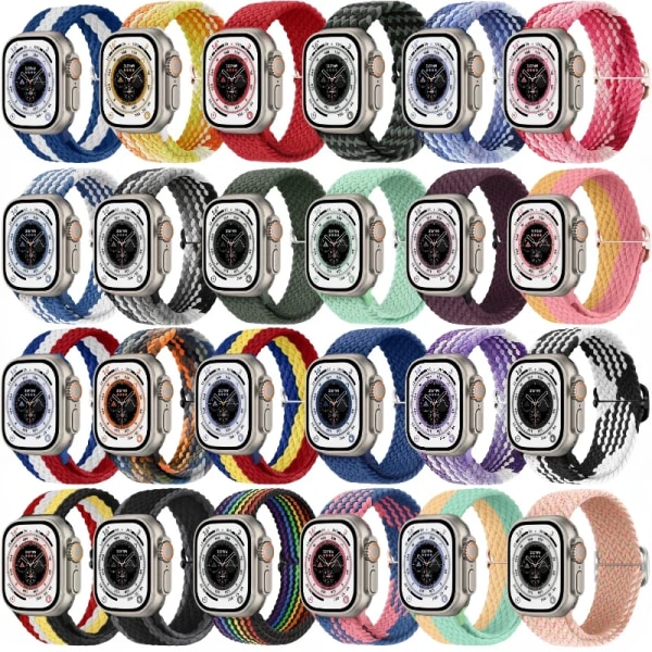 Nylon för Apple Watch Band Ultra 49mm 9 8 7 45mm 41mm Mjukt armband Bälte iWatch Series 6 5 4 SE 44mm 40mm 42mm 38mm Correa Black white purple 42mm-44mm-45mm-49mm