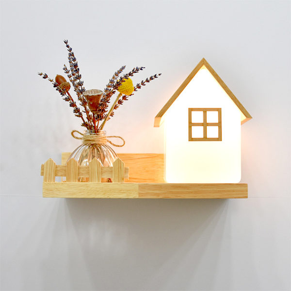 Nordisk Soveværelse Væglampe Sengelampe Stue Baggrund Vægdekoration Studie Gang Balkon Japansk Massivt Træ Plante Væglampe House Glass Right Bulb Not Included