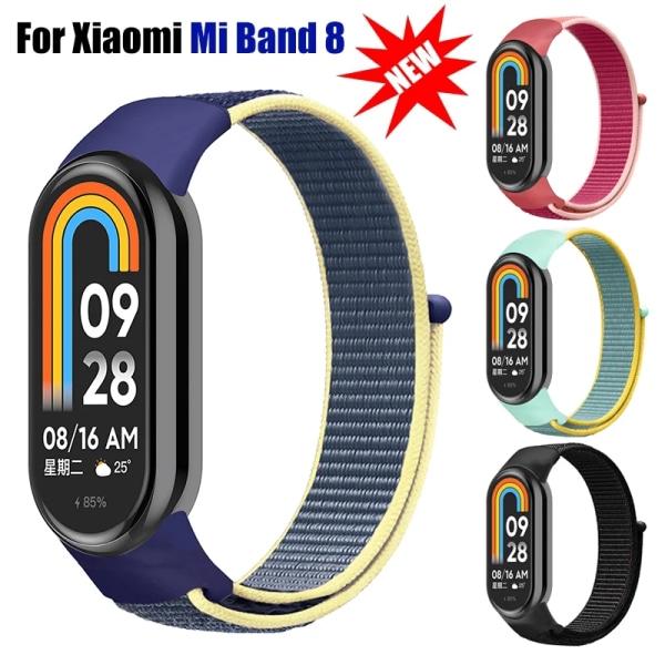 Armband för mi band 8 7 6 Rem Nylon Sport loop watch Bälte pulsera correa Mi band 4 Armband för xiaomi Mi band 5 4 Armband Hibiscus powder 17 For Mi Band 5 6