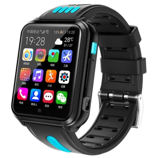 Smart Watch 4G Barntelefon GPS Barn SmartWatch Wifi Tills du förlorat SIM Platsspårning Smartwatch HD-videosamtal Blue 4 core (1G-8G)