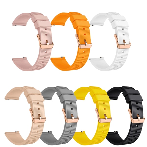 20mm silikonrem för Samsung Galaxy Watch 42mm Watch 4 5 Active 2 40 44mm Classic 42 46mm Rose Gold Spänne Armband Orange Galaxy watch4 40mm