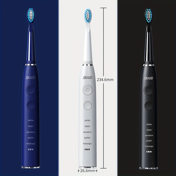 Sonic elektrisk tandborste, laddningsmodell Sonic helautomatisk för män Special Vattentät lång batteritid, för män White