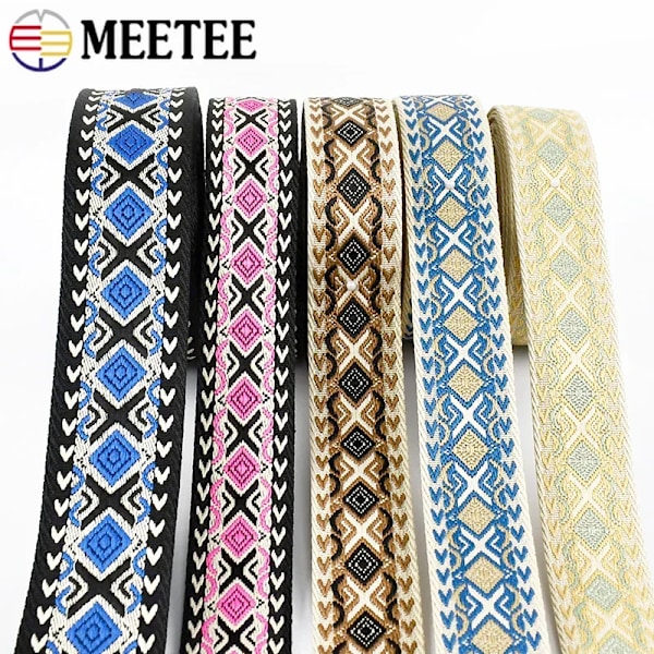 Meetee 38/50mm Jacquard Vävband för Sömnad Väska Rem Handväska Ersättningsband Bandage Bagageband Kläder Bälte DIY Tillbehör T0513-38mm 1Meter