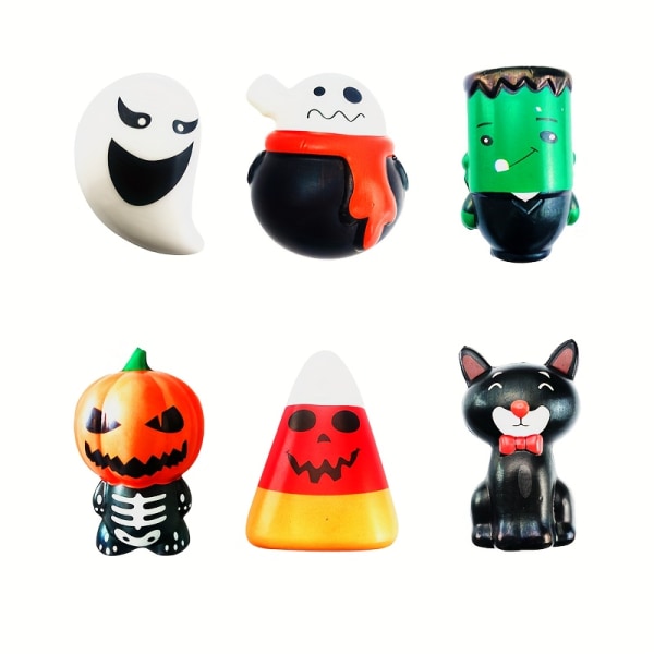 Squishy-leksaker med Halloween-tema Långsamt stigande nyhet Halloween-fest gynnar leksaker för pojkar, flickor och barn, Supermjuka 6pcs/set