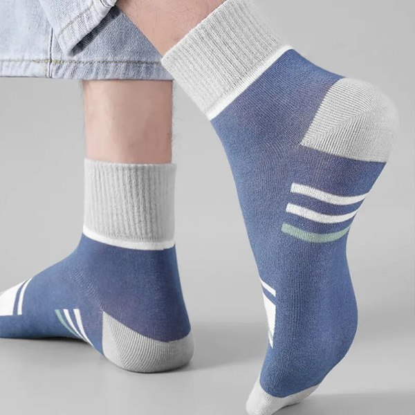 5 Par Socks Mäns Mens Mellankalv Vår Och Höst Sports Svett Anti-Odor Men's Socks Thin Sports Strumper 10 pairs Single code