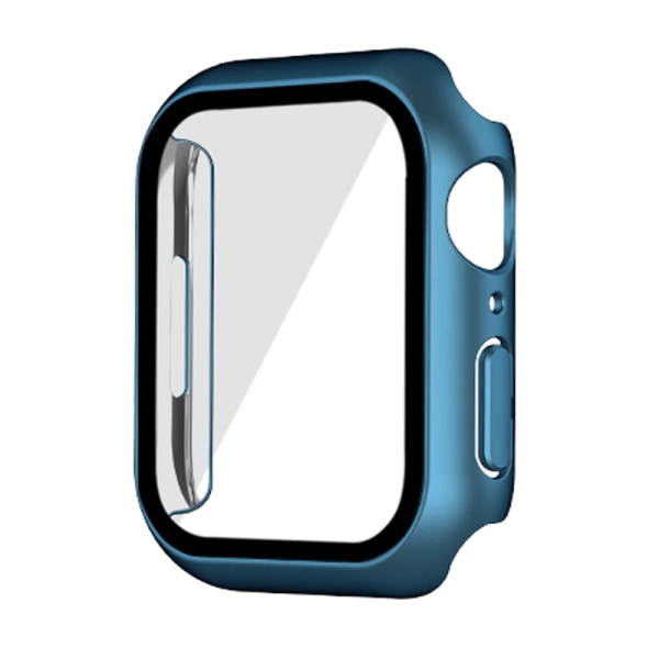 Glas+ cover För Apple Watch Case 44mm 40mm 45mm 41mm 42mm 38mm Tillbehör Pläterad skärmskydd iWatch-serien 9 8 6 5 3 se 7 Abyss Aluminum 41mm series 7 8 9