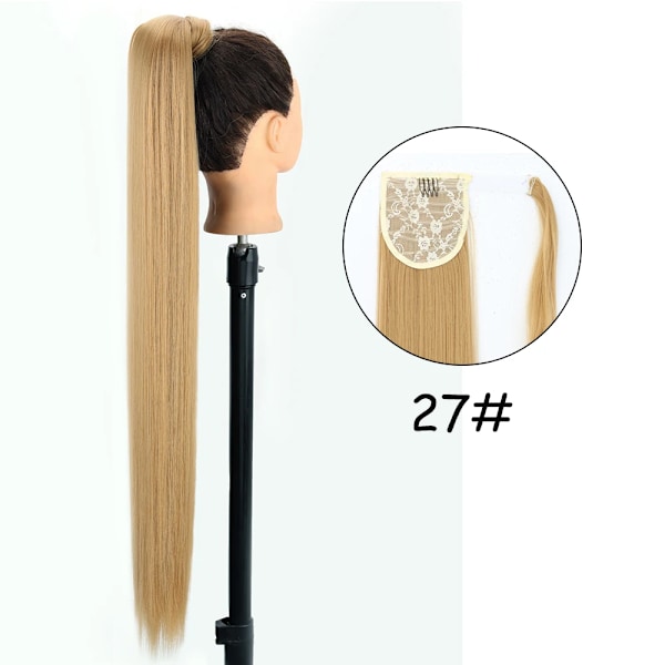 34 Inches Syntetiska Ponytail Hår Förlängning Clip I Falska Peruk Hårpiece Blond Omslag Runt Pigtail Lång Smink Overhead Pony Tail 27 22inches 55cm