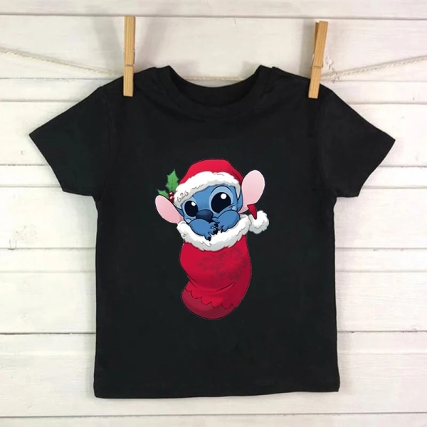 Skjorta Barn Barn Lilo Stitch Cartoon T-shirt Stitch Söt Manga T-shirt Y2k Grafisk T-shirt Flicka Pojke Topp Tees Kläder black939 7T-8T(3XL)