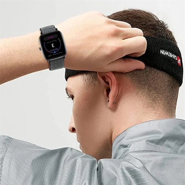 20mm 22mm Nylon Loop band För Amazfit GTS4/2/3/3pro/2e/GTS2 Mini/GTR 4 42mm/47mm/GTR2/2e/stratos bältesarmband Amazfit bip rem 64 dark navy blue 22mm