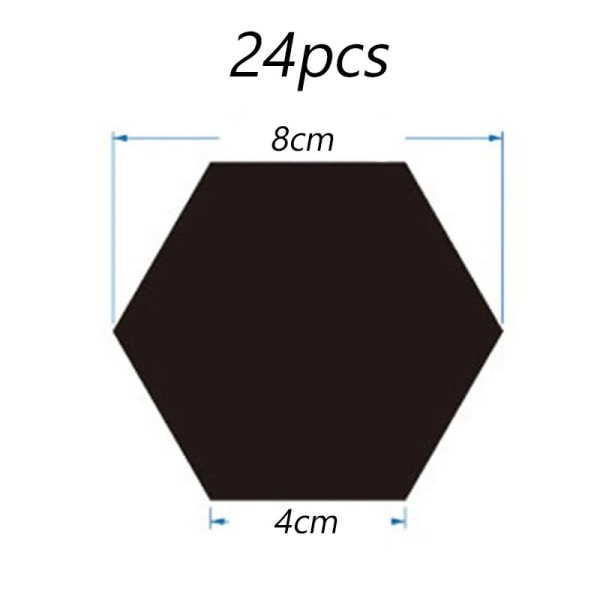 24st/ set 3D Akryl DIY Självhäftande dekorativa dekal Hexagonal Geometrisk Spegel Väggklistrad Hexagon 8cm