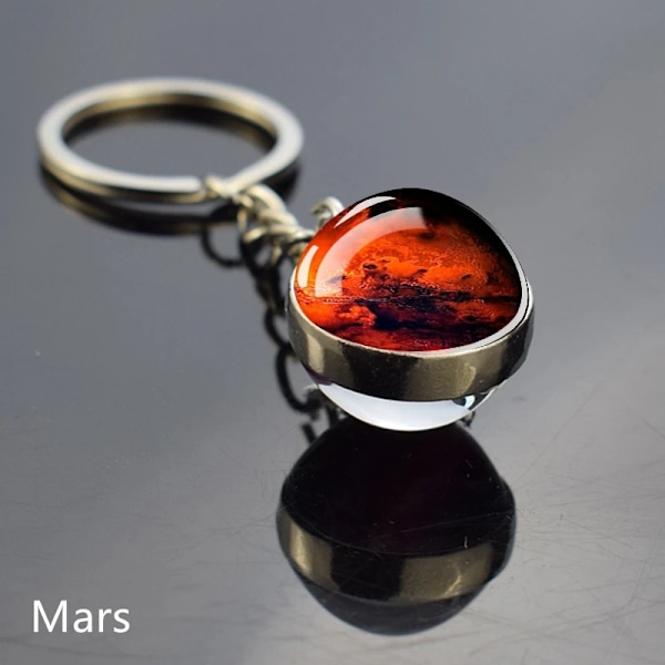 Solsystemet Moon Jorden Saturnus Glas Ball Nyckelkedja Galaxy Nebula Space Keyring Mode Bil Nyckel Kedja Planet Smycken Mars