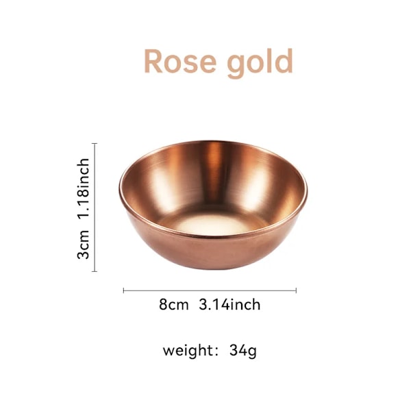 2Pcs Stainless Steel Golden Sauce Dishes Appetizer Specialty Seasoning Serving Dishes Tray Spice Plates Kitchen Tableware rose gold 1pc