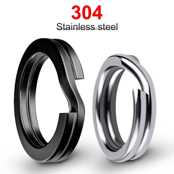 50/60/100 stk. Fiskeringe Rustfrit Stål Splitringe Høj Kvalitet Forstærket Solid Ring Lokkeforbindelse Fiskeritilbehør 4.5mm 60pcs black