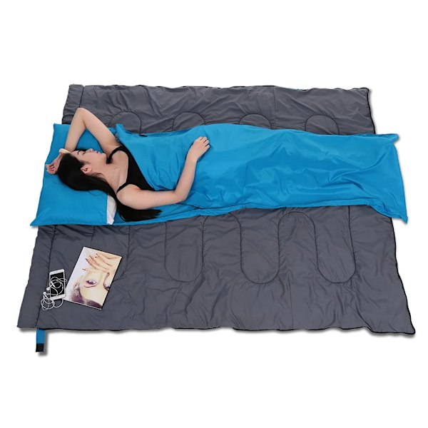 TOMSHOO 70*210CM Bærbar Sovepose Udendørs Rejse Camping Vandring Polyester Pongee Sund Sovepose Liner med pudebetræk Blue