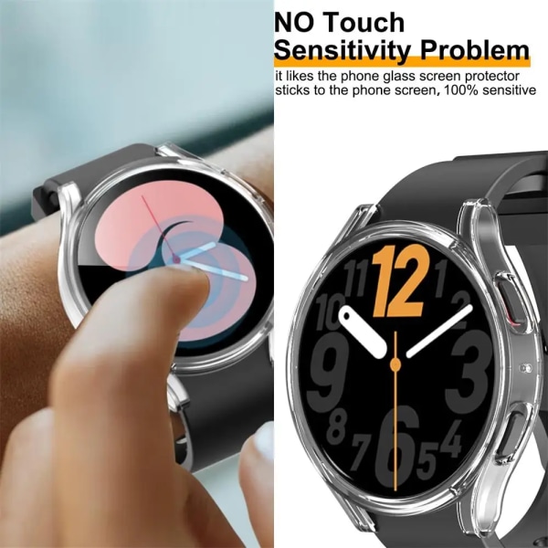 Glas+ Case för Samsung Galaxy Watch 5 pro 45mm tillbehör PC Bumper Cover All-Around Skärmskydd Galaxy Watch 5 40mm 44mm black Galaxy watch 5 44mm