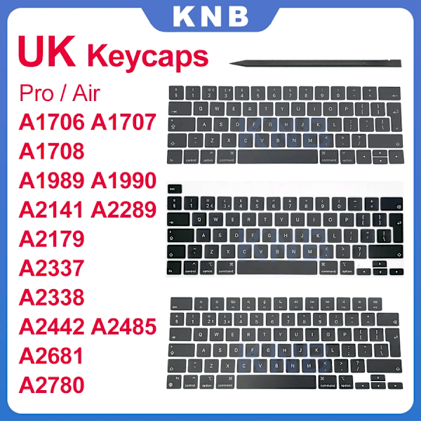 Uudet Brittiläiset Näppäimistönäppäimet Macbook Prolle A1706 A1990 A2141 A2251 A2289 A2179 A2337 A2338 A24. A2485 A2681 A2780 Uk Keycap. A1708 UK