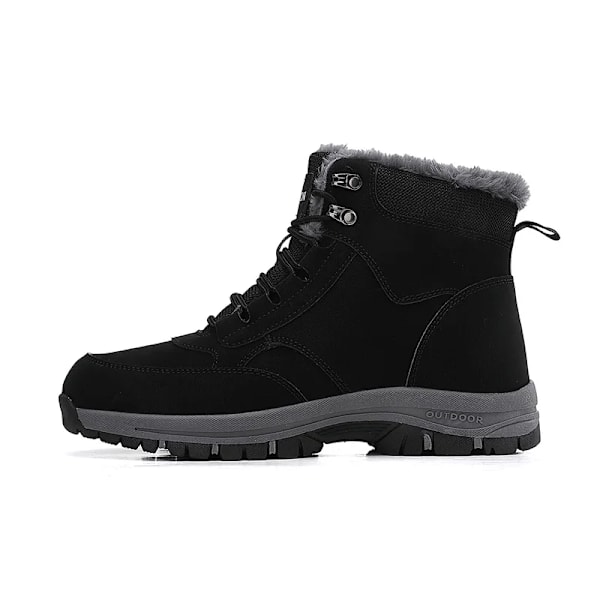 Super Varm Vinter Snö Stövlar Med Päls Plus Storlek 36-47 Vandring Stövlar För Unisex Friluftssneakers Kvinnor Män Höga Topp Stöveldor black 37