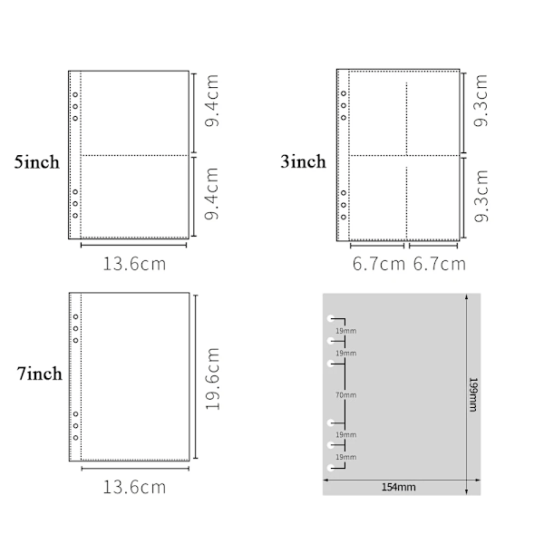 A5 fotoalbum bindende ærmer kort indehaver binder refill lommer ærmer postkort opbevaringspose Kpop fotoalbum baggrund papir dull polish 3inch