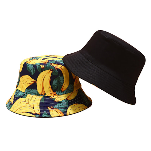 Europæiske og amerikanske nye tropiske tryk frugtmønster spand kvinders sommer udendørs sport solbeskyttende hat fritidsbassin hat Coconut Cherry Double-Sided Wear M（56-58cm）