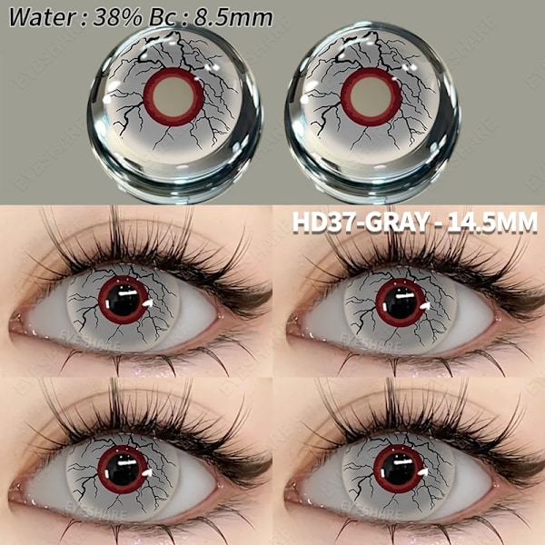 Eyeshare 1Pair Cosplay Färgade Kontaktlinser För Ögon Anime Linser Blå Ögonlinser Årlig Galna Halloween Makeup Färg Ögonlins HD37-GRAY 0