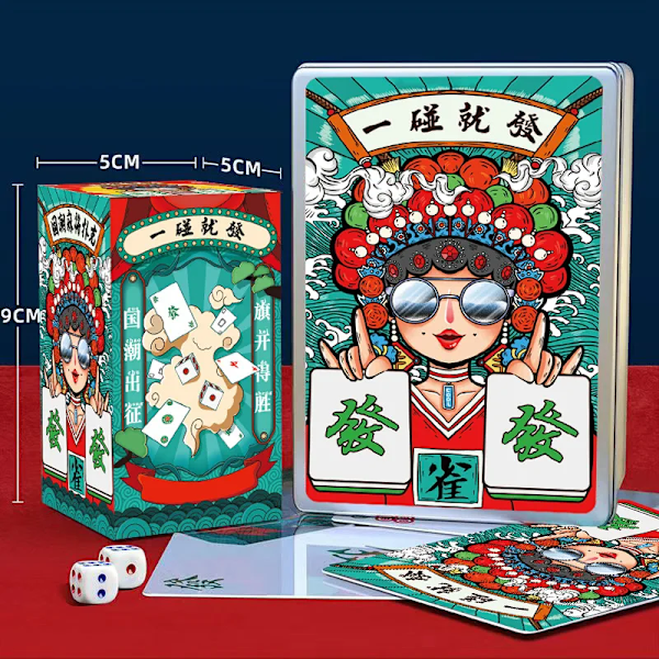 Mahjong Pokers Spelkort Vattentät Bärbara Resepapperskort 144 Kort / Set Game Set Tillbehör För Familjesamling Parte Paper box packaging