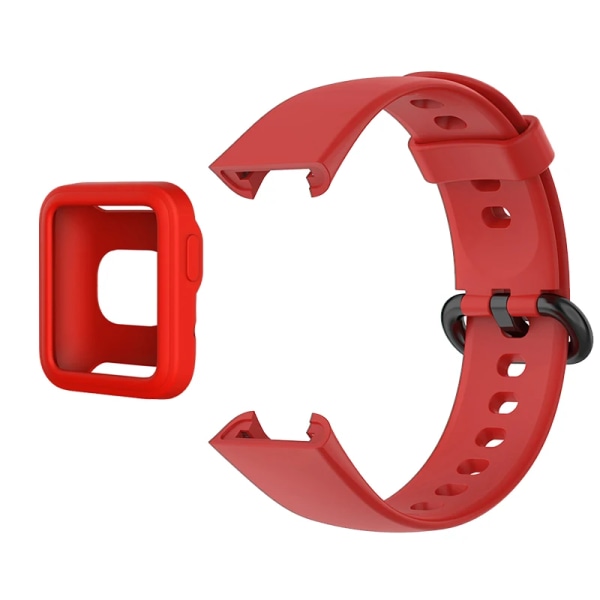 Silikonrem för Xiaomi Mi Watch 2 Lite-band med mjukt case , byte av klockarmband Redmi Watch Mi Poco-armband Red with Case For Mi Poco Watch