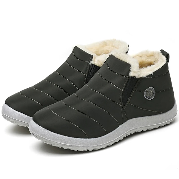 Herrskor Vinterstövlar Varma Päls Ankle Boots Vattentäta Snöskor Par Vinter Casual Sneakers Lätta Booties Män Green 36(EU36.5)