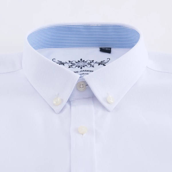 Snygg skjorta i bomullsblandning för män, formell ventilerande lapel Normal passform Långärmad skjorta med knapp för affärsaktiviteter 1006-17 40