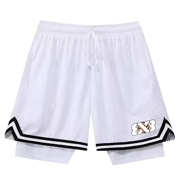 Väärennetty Kaksi Koripallo Shorts Löysä Amerikkalainen Anti-Valo Miehet Naiset Pallohousut Kesälaatuinen Harjoittelu Juoksu Urheilu Viiden Pisteen Housut 310X white 3XL