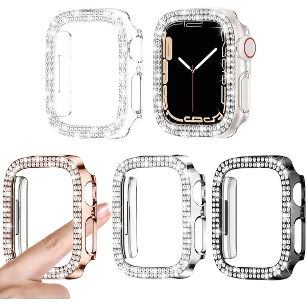 Diamond Case för Apple Watch Series 8 7 41MM 45MM Cover För iWatch 6 SE 5 4 38MM 42MM 40mm 44mm Tillbehör Black 38MM Series 3 2 1