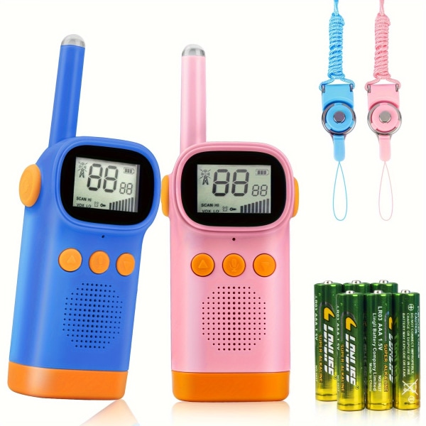 2st trådlös tecknad barn walkie talkie, förälder-barn interaktion leksaker, pedagogiska leksaker, jul halloween presenter Blue+Pink